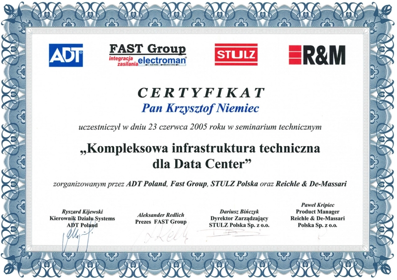 ADT / FAST Group / STULZ / R&M — infrastruktura Data Center